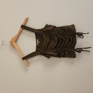 Olive Cinch Ribbed Top